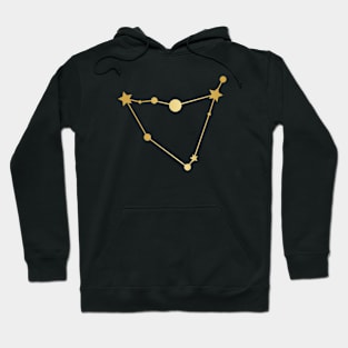 Capricorn Zodiac Constellation in Gold - Black Hoodie